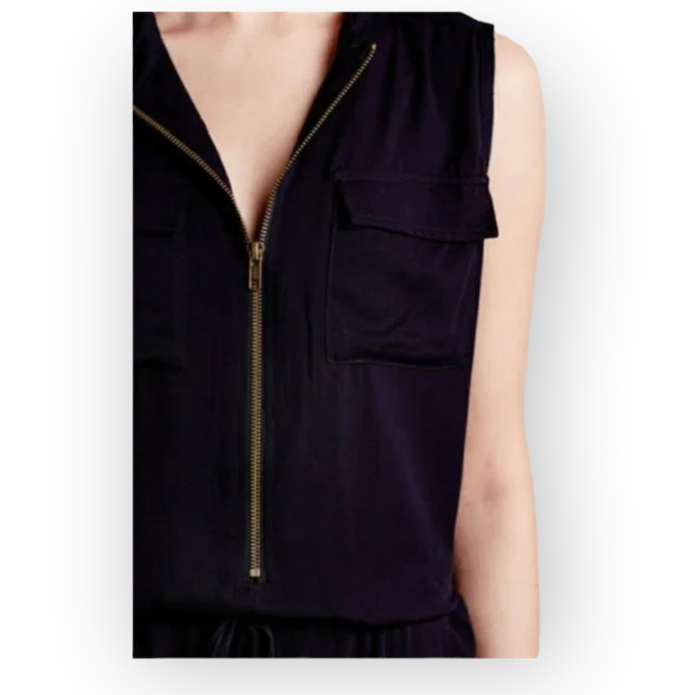 ANTHROPOLOGIE Elevenses Modern Straight Leg Jumpsuit  Navy Sz XXS - Picture 10 of 12